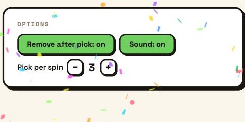 The options panel with Remove after pick turned on