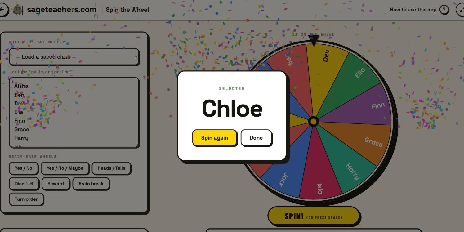 A big winner announcement on the wheel