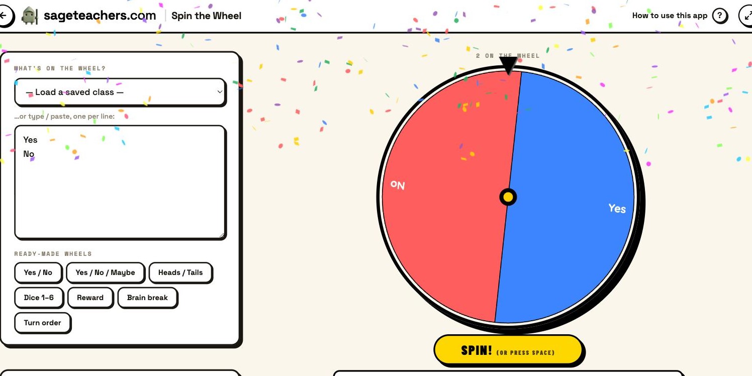 A simple Yes or No decision wheel